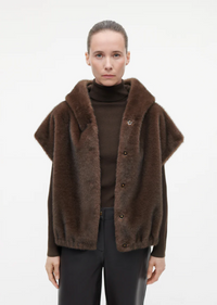 Oleana Faux Mink Vest Choco Choco Jakker