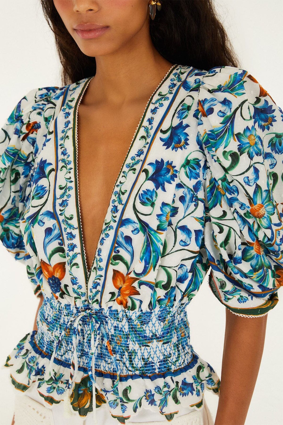 Bluser | Flora Tile Off-White Blouse