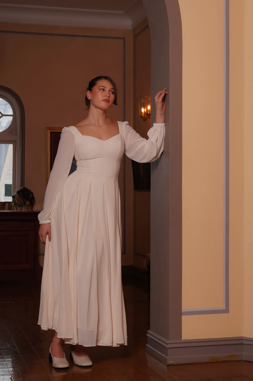 Kjoler | Alette Maxi Dress Long Sleeve Ivory