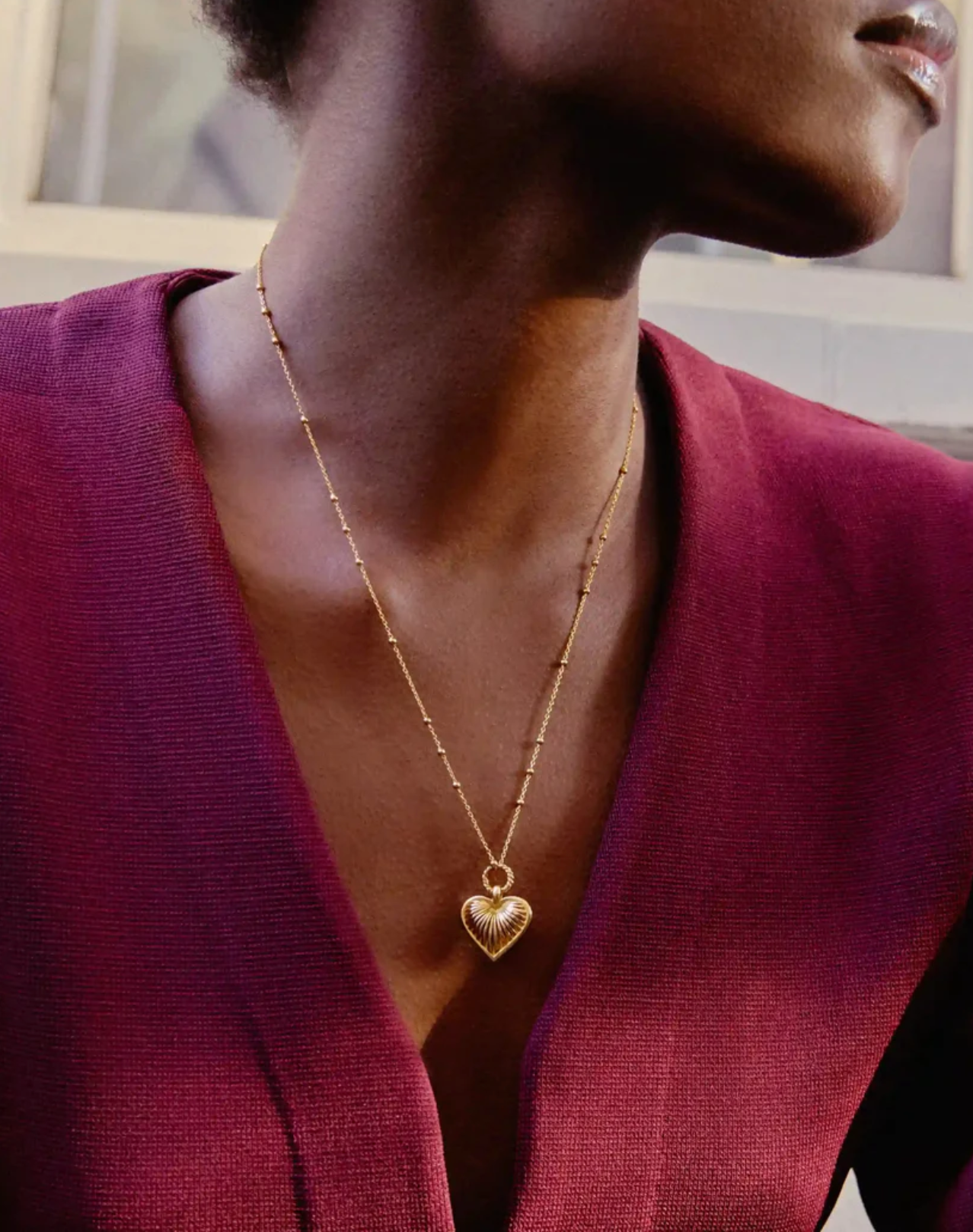 Halskjeder | Ridge Heart Charm Pendant Necklace