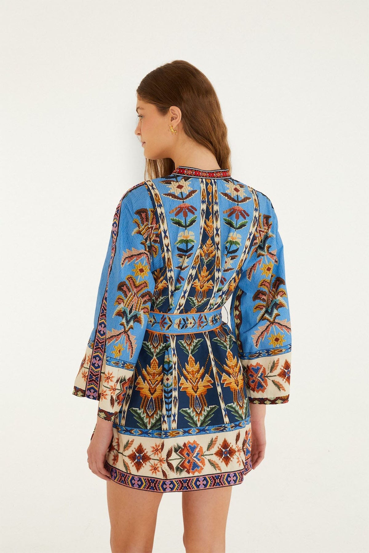 Kjoler | Embroidered Tapestry Blue Mini Dress