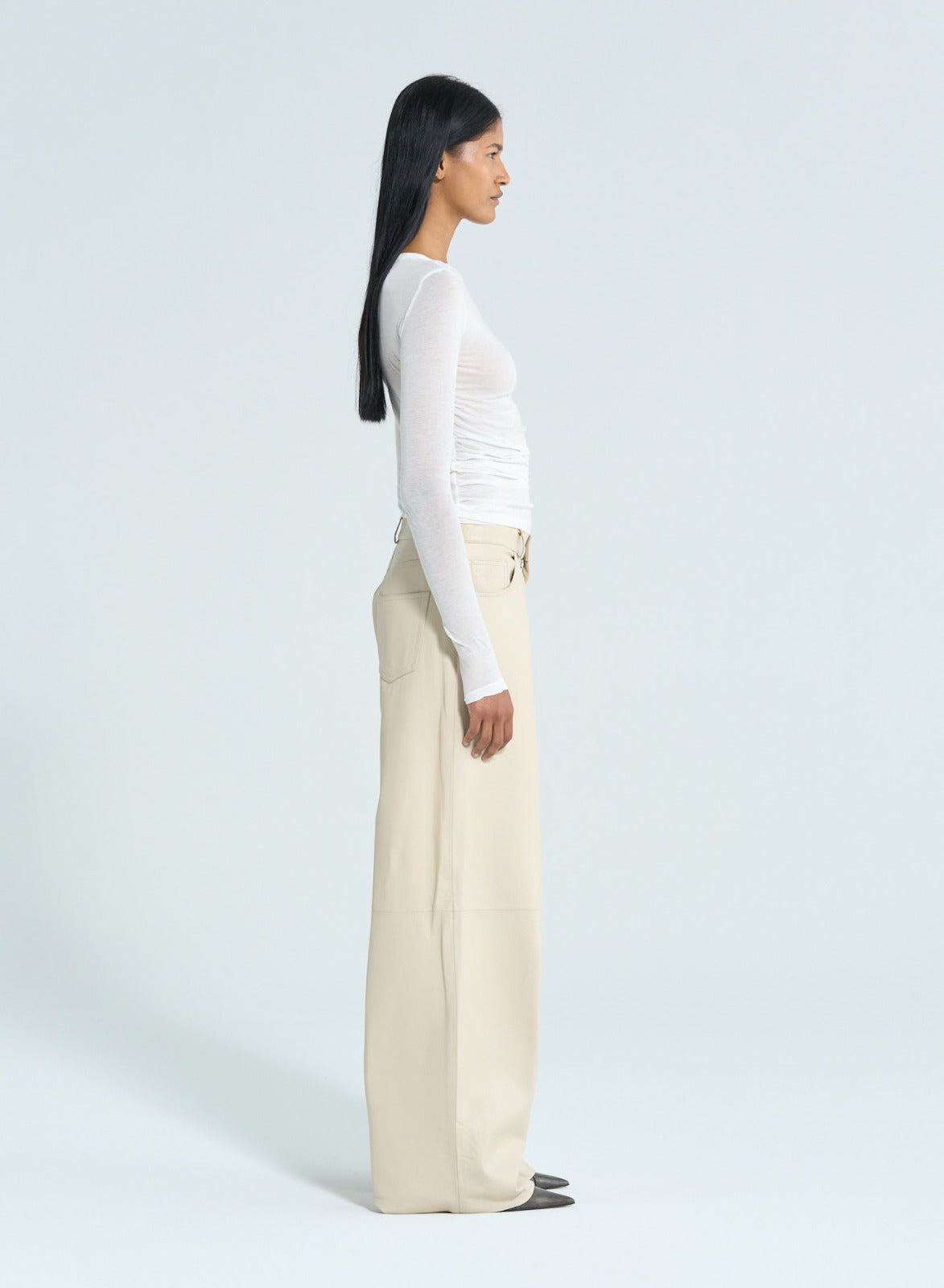 Bukser | Bethany Leather Pants Ivory