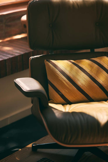 Striped velvet cushion, Honey - 50x30 cm
