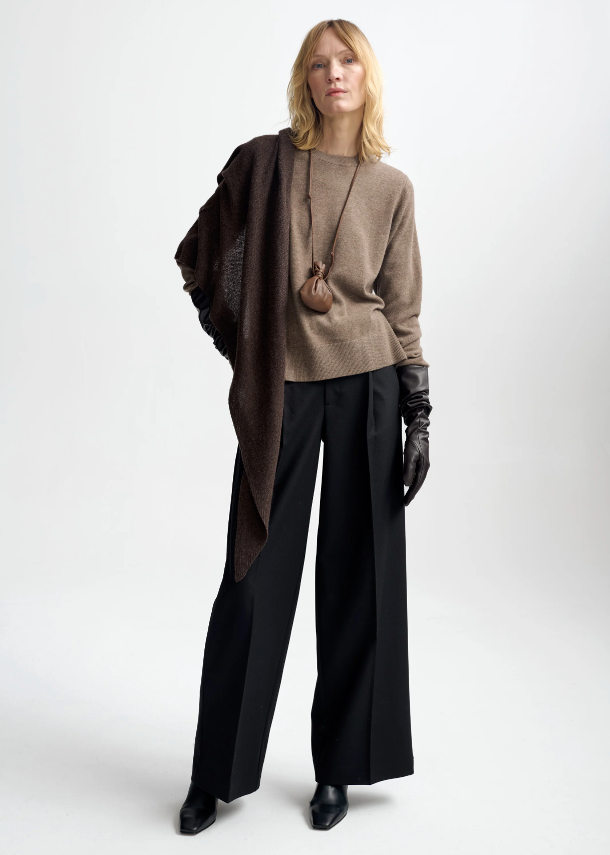 Mira Wool Cash Scarf Espresso Skjerf