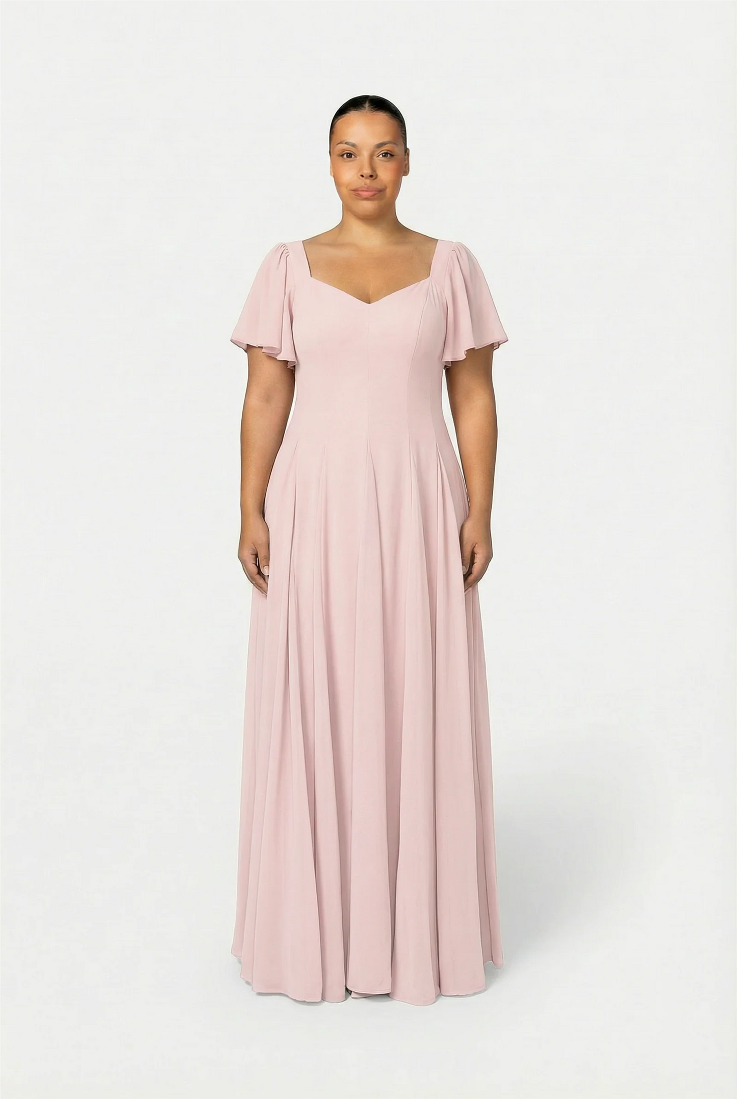 Kjoler | Alette Maxi Dress Flutter Sleeve Blush