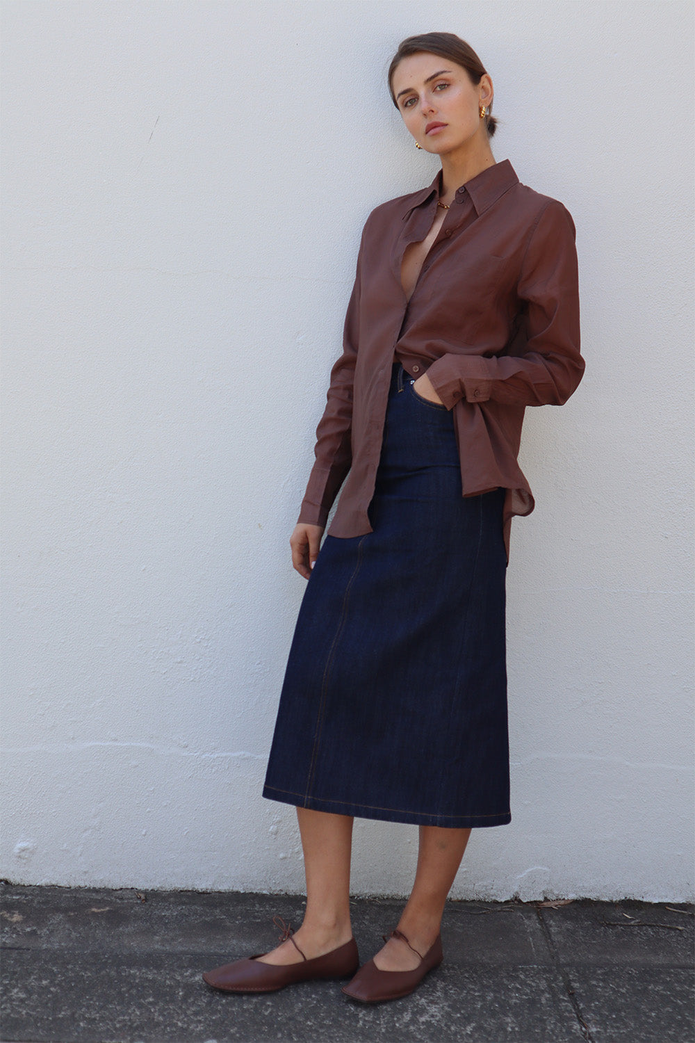 Skjørt | Quinella Tube Maxi Skirt Denim