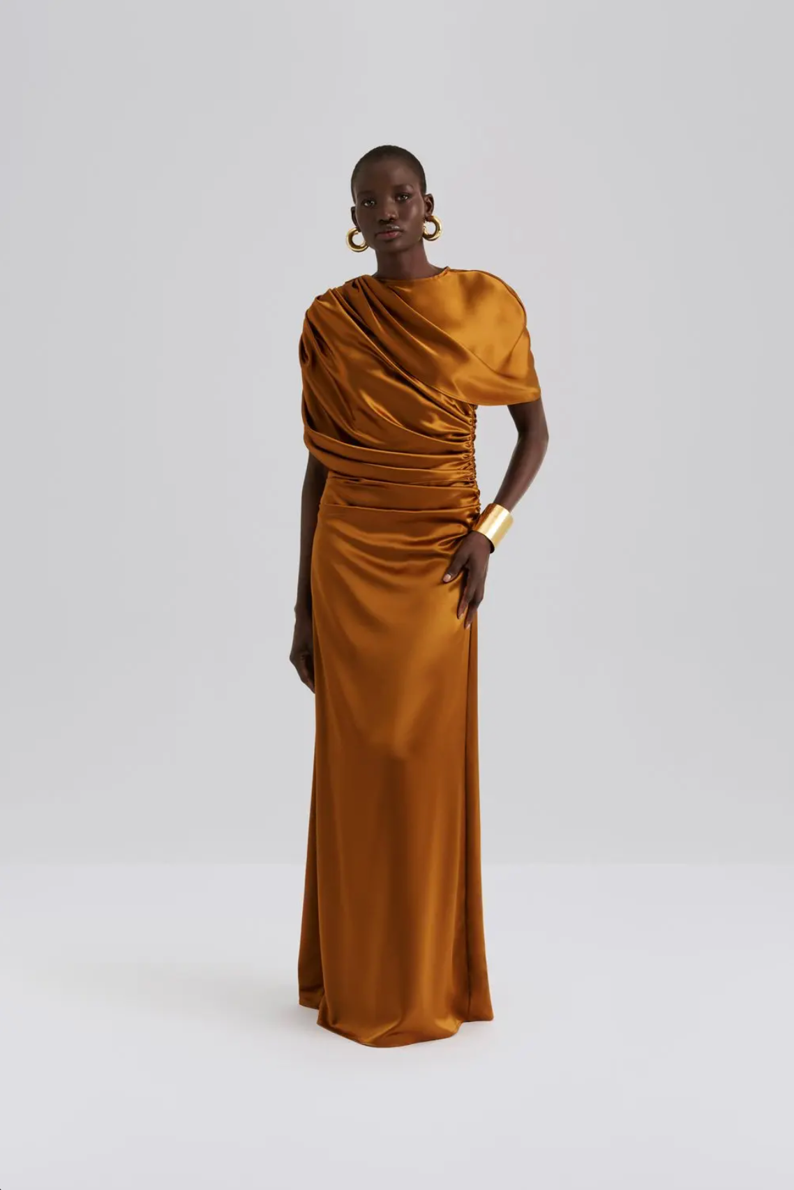Cassi Draped Fitted Maxi Dress Amber Kjoler