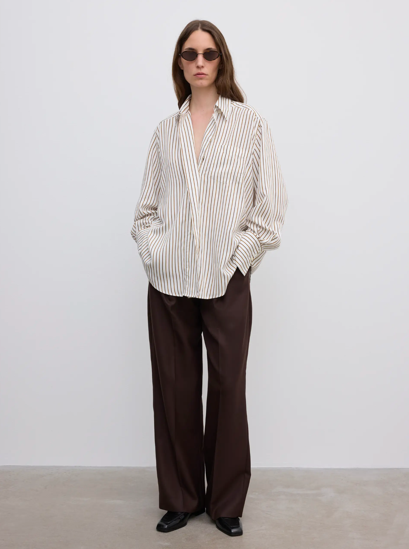Fluid Stripe Shirt Cream White Bluser