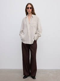 Fluid Stripe Shirt Cream White Bluser