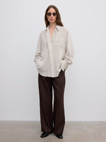 Fluid Stripe Shirt Cream White Bluser
