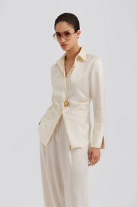 Janni Fitted Satin Shirt Vanilla Bluser