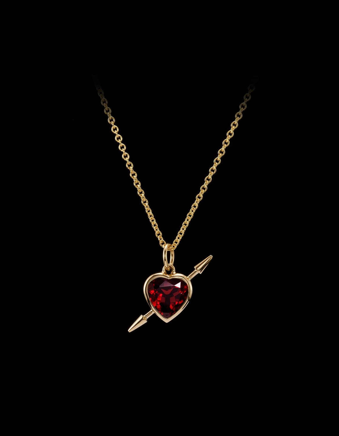 Rebel Love Necklace - Gold-pleated Silver - Garnet Smykker