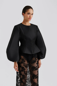 Vendela Balloon Sleeve Blouse Black Bluser