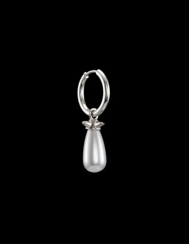 Pearl Tear Earring Silver Øredobber