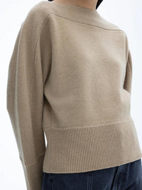 Curved Knit Camel Gensere