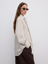 Fluid Stripe Shirt Cream White Bluser