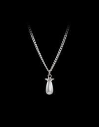 Pearl Tear Necklace Silver Smykker