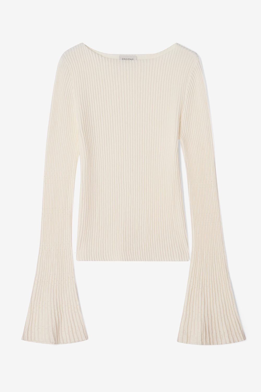 Knit Bell Sleeve Top Ivory White Gensere