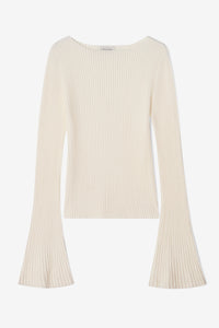 Knit Bell Sleeve Top Ivory White Gensere