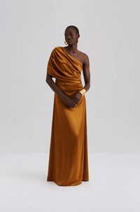 Cassi Draped Fitted Maxi Dress Amber Kjoler