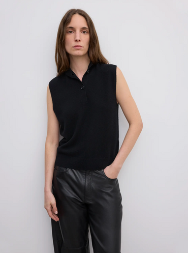 Sleeveless Knit Top Black Gensere