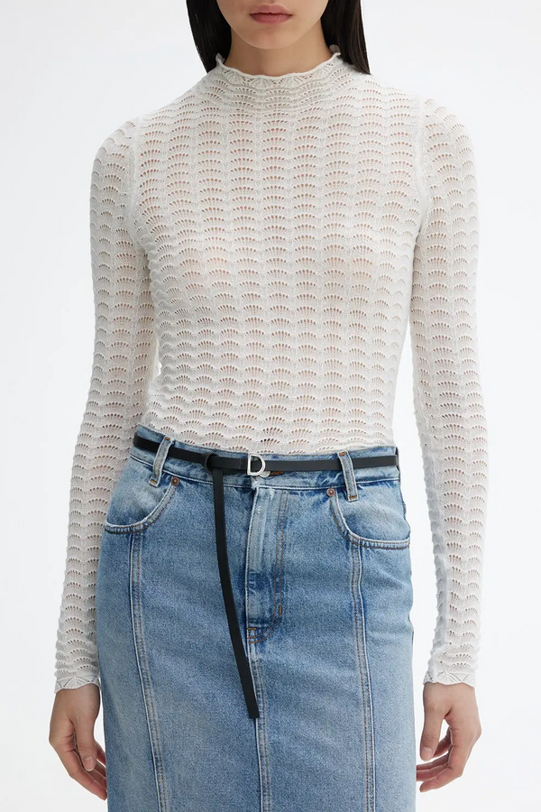 Lace Knit Top Off White Gensere
