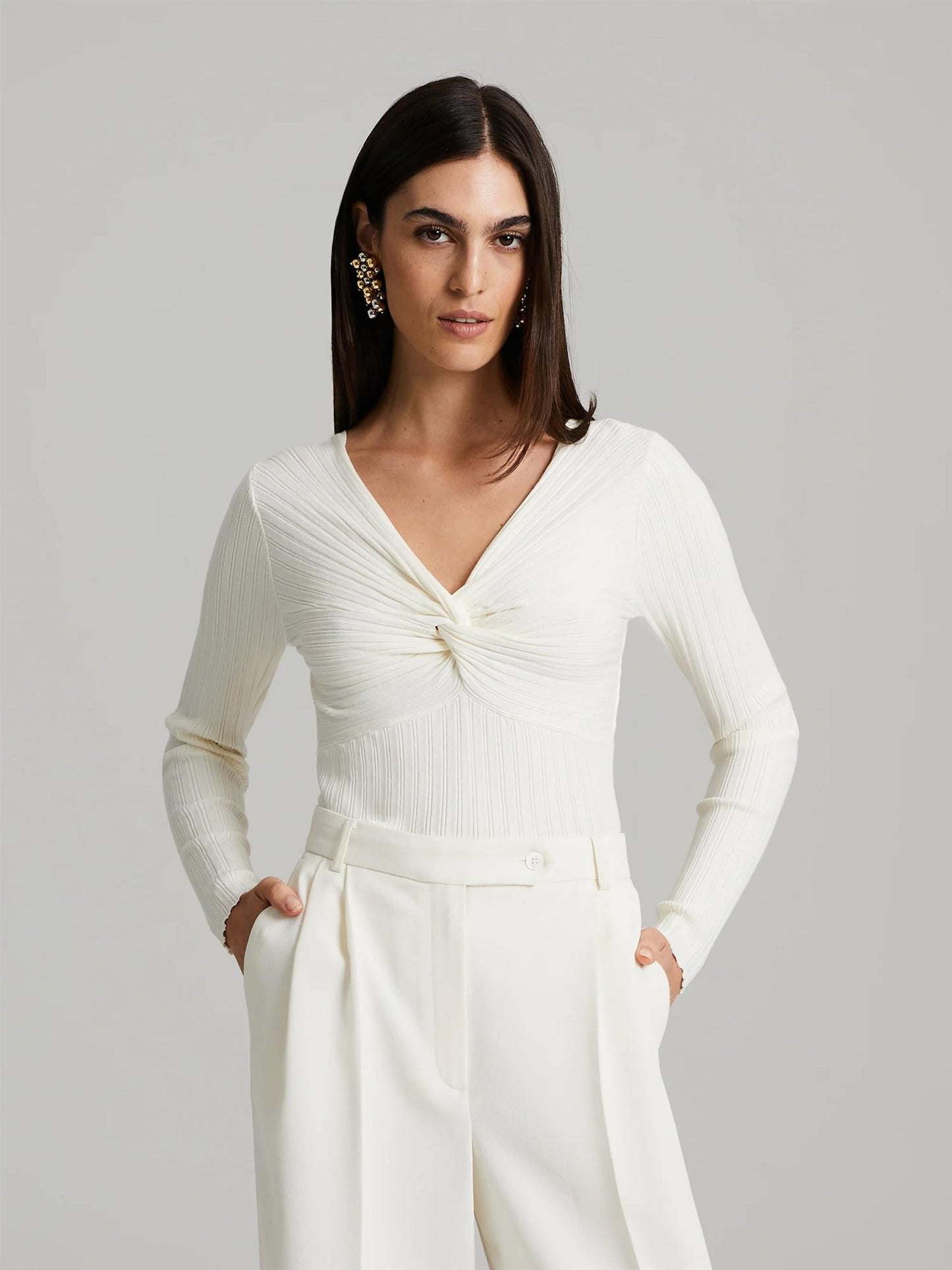 Polly Knit White Gensere