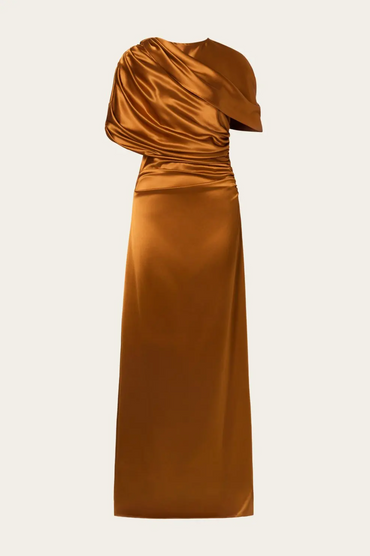 Cassi Draped Fitted Maxi Dress Amber Kjoler