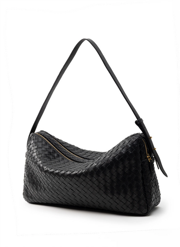 Trousse Large Woven Leather Black Vesker