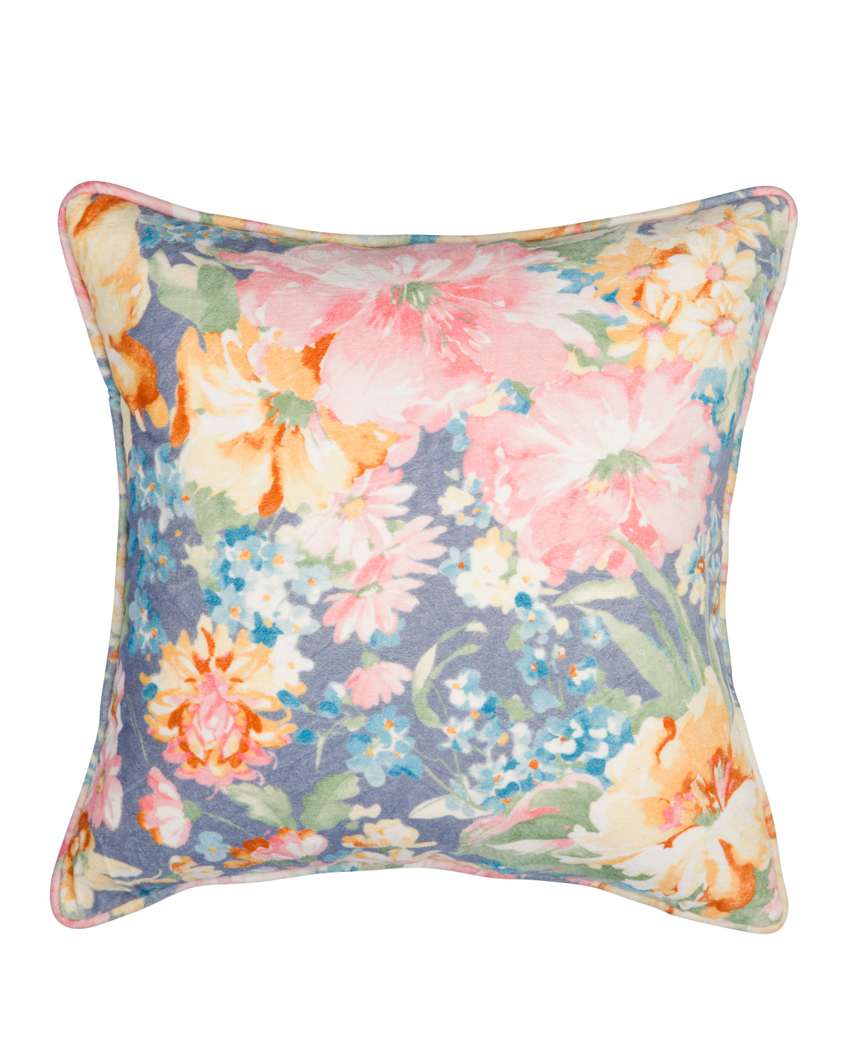 Cushion Cover Velvet 60x60 cm Blue Florals Puter