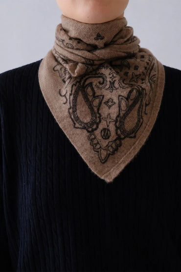 CASHMERE PAISLEY SCARF - CAPPUCCINO