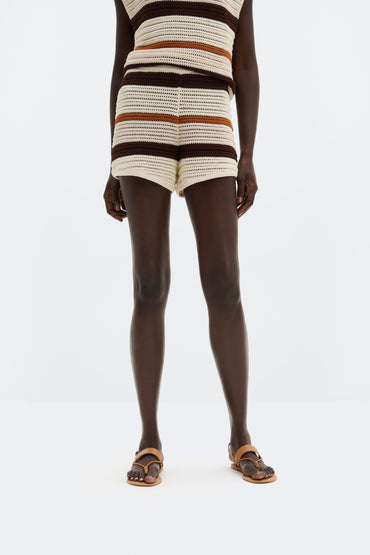 Lenita Multi Colored Knitted Mini Shorts Multi Rust Shorts