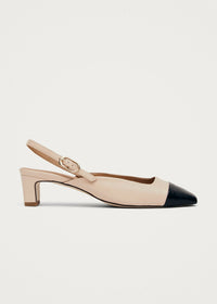 Lindy Bicolor Cream Black Leather Pumps Sko