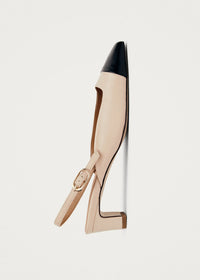 Lindy Bicolor Cream Black Leather Pumps Sko