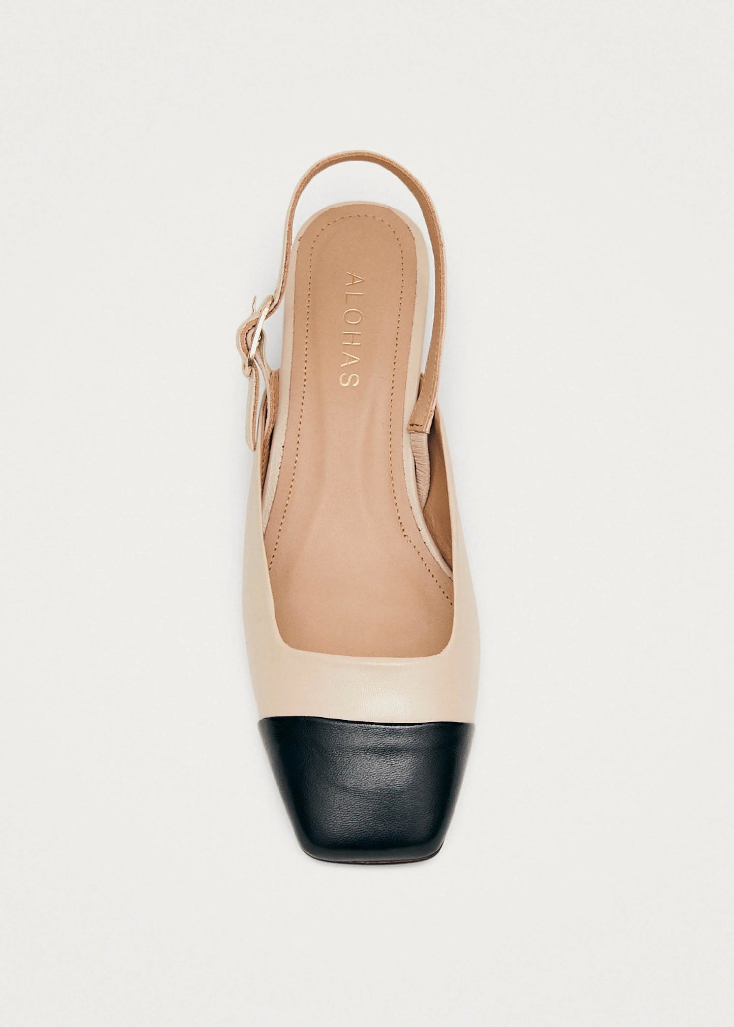 Lindy Bicolor Cream Black Leather Pumps Sko