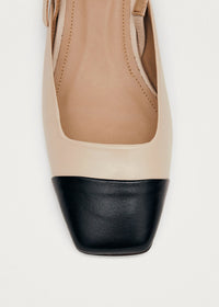 Lindy Bicolor Cream Black Leather Pumps Sko