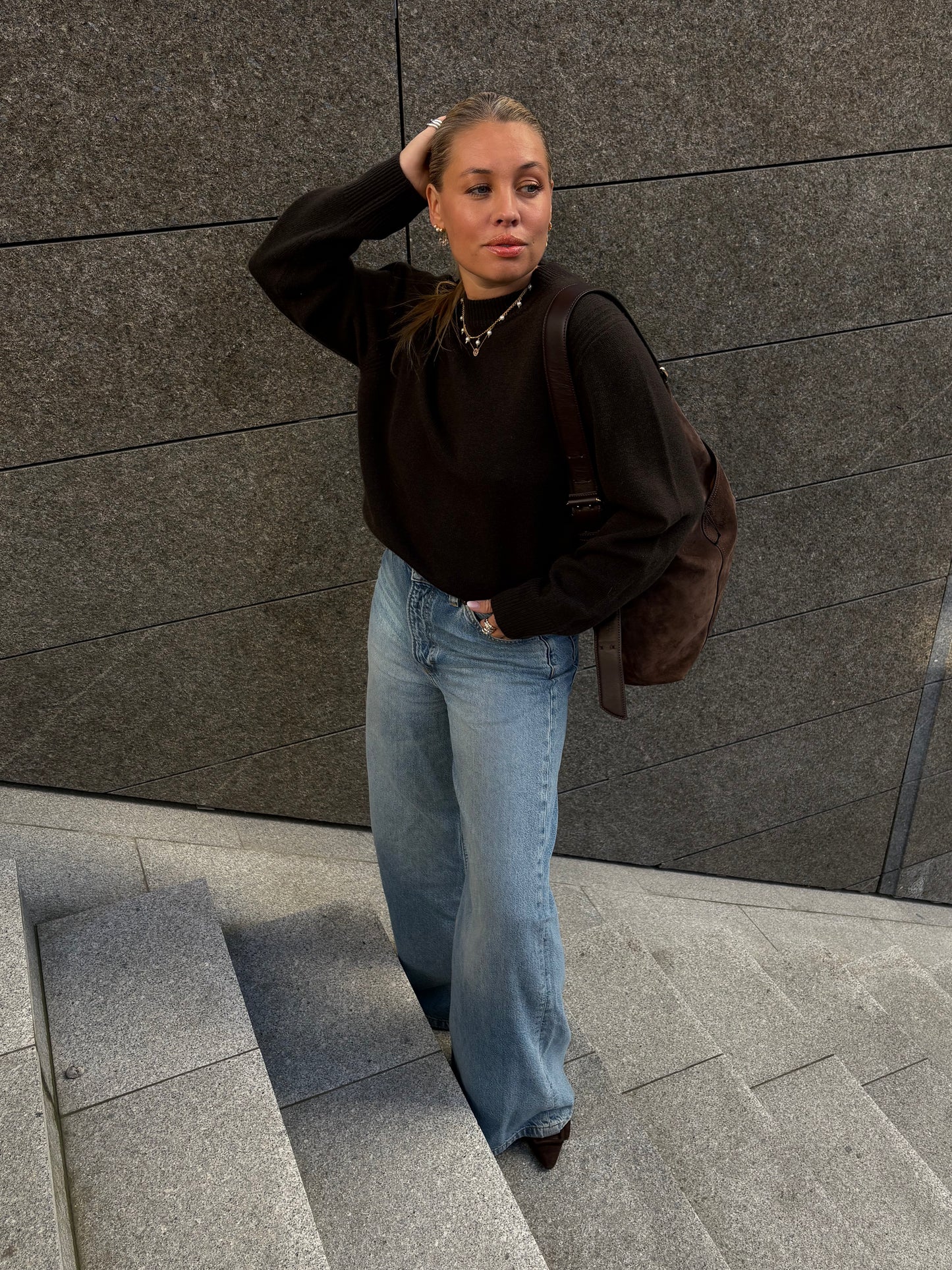 Alma Sweater Dark Brown Gensere