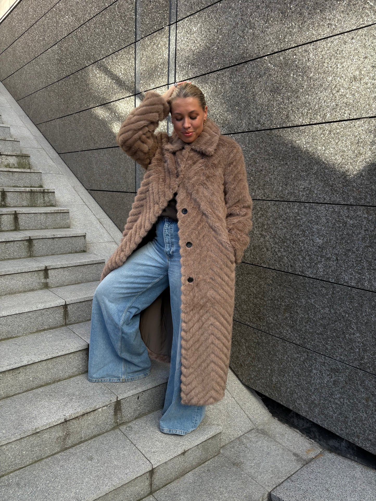 Scarlet Faux Mink Zigzag Camel