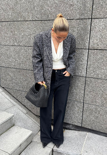 Martha Heavy Slub Wool Black Blazere