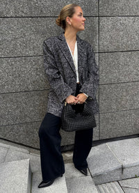 Martha Heavy Slub Wool Black Blazere