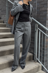 Thalia Melange Wool Medium Grey Bukser