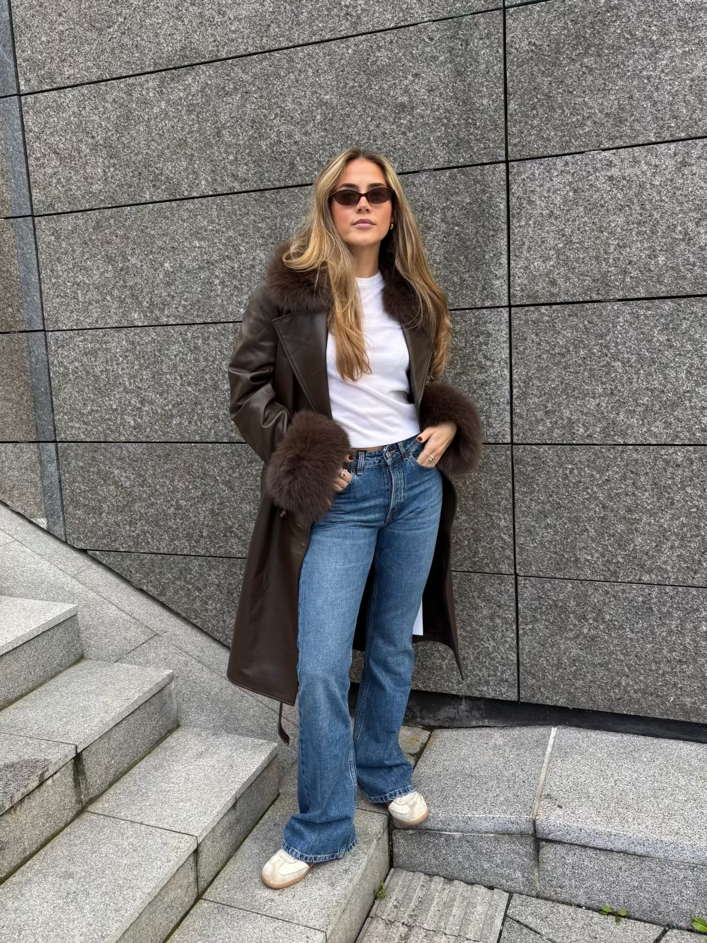 Marta Leather Coat Brown