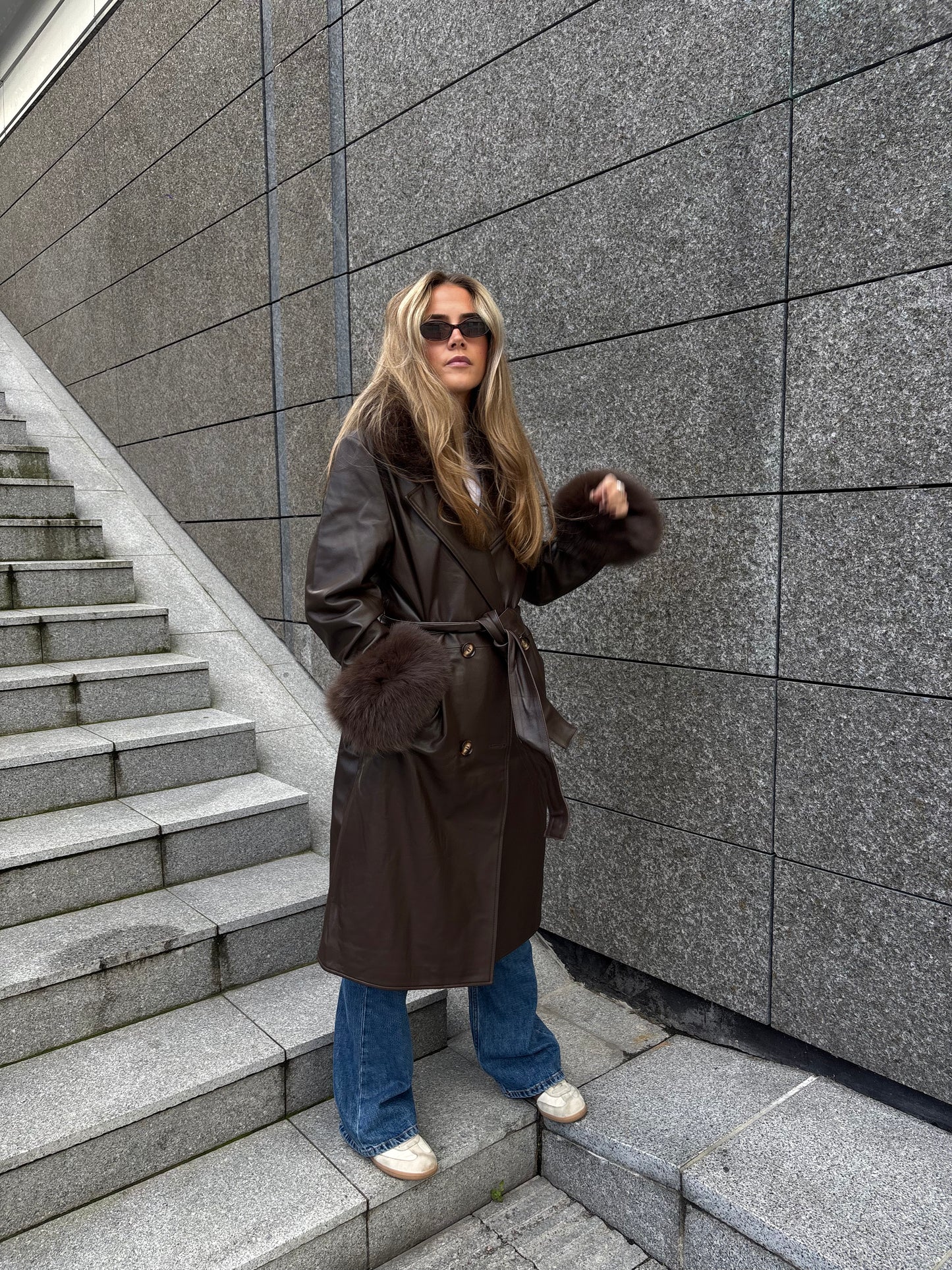 Marta Leather Coat Brown