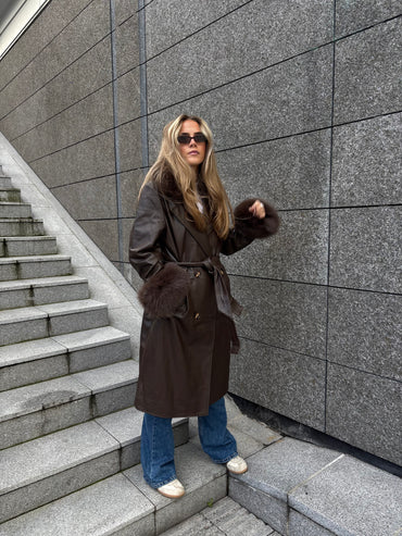 Marta Leather Coat Brown