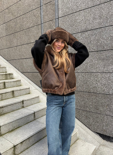 Oleana Faux Mink Vest Choco Choco Jakker