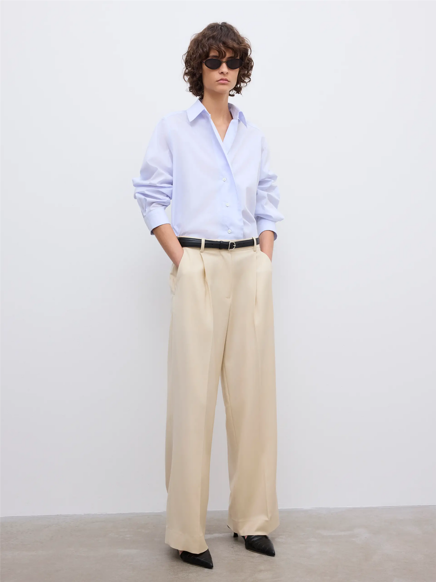 Cropped Shirt Light Blue Bluser