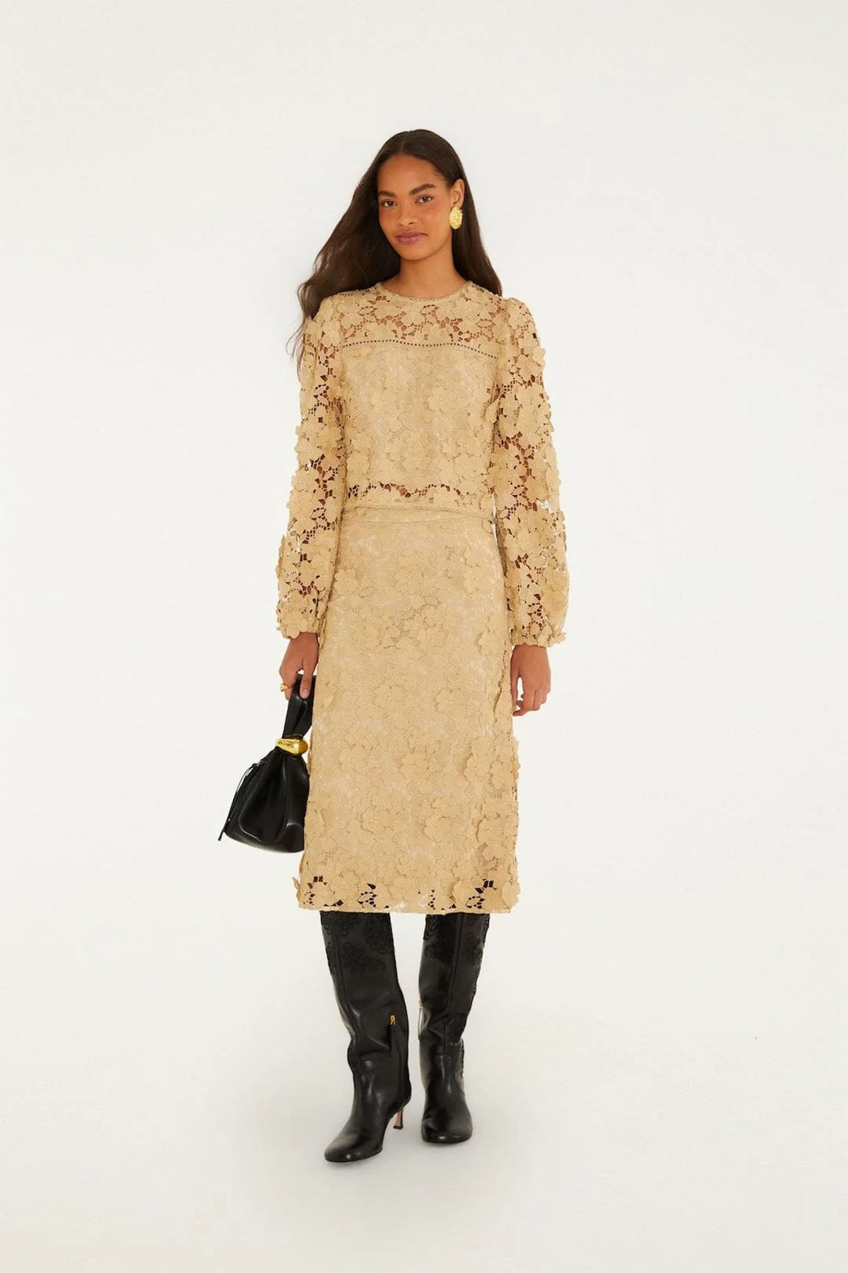 Sand Embroidery Long Sleeve Blouse