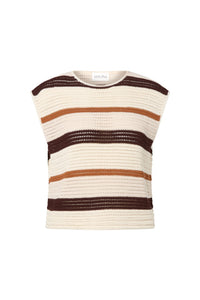 Louelle Multi Colored Knitted Top Multi Rust T-skjorter
