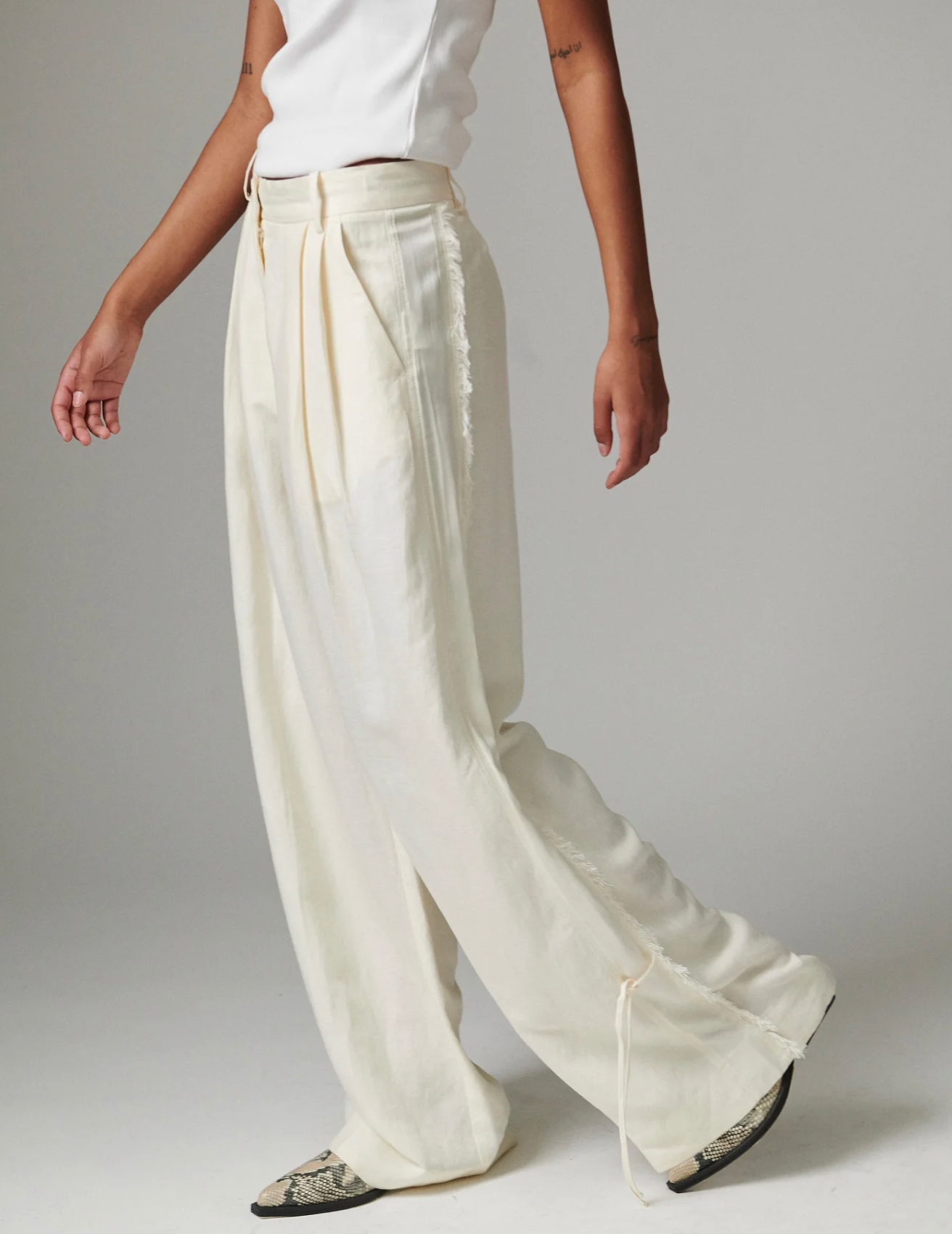 Belle - Contrast Linen Bukser