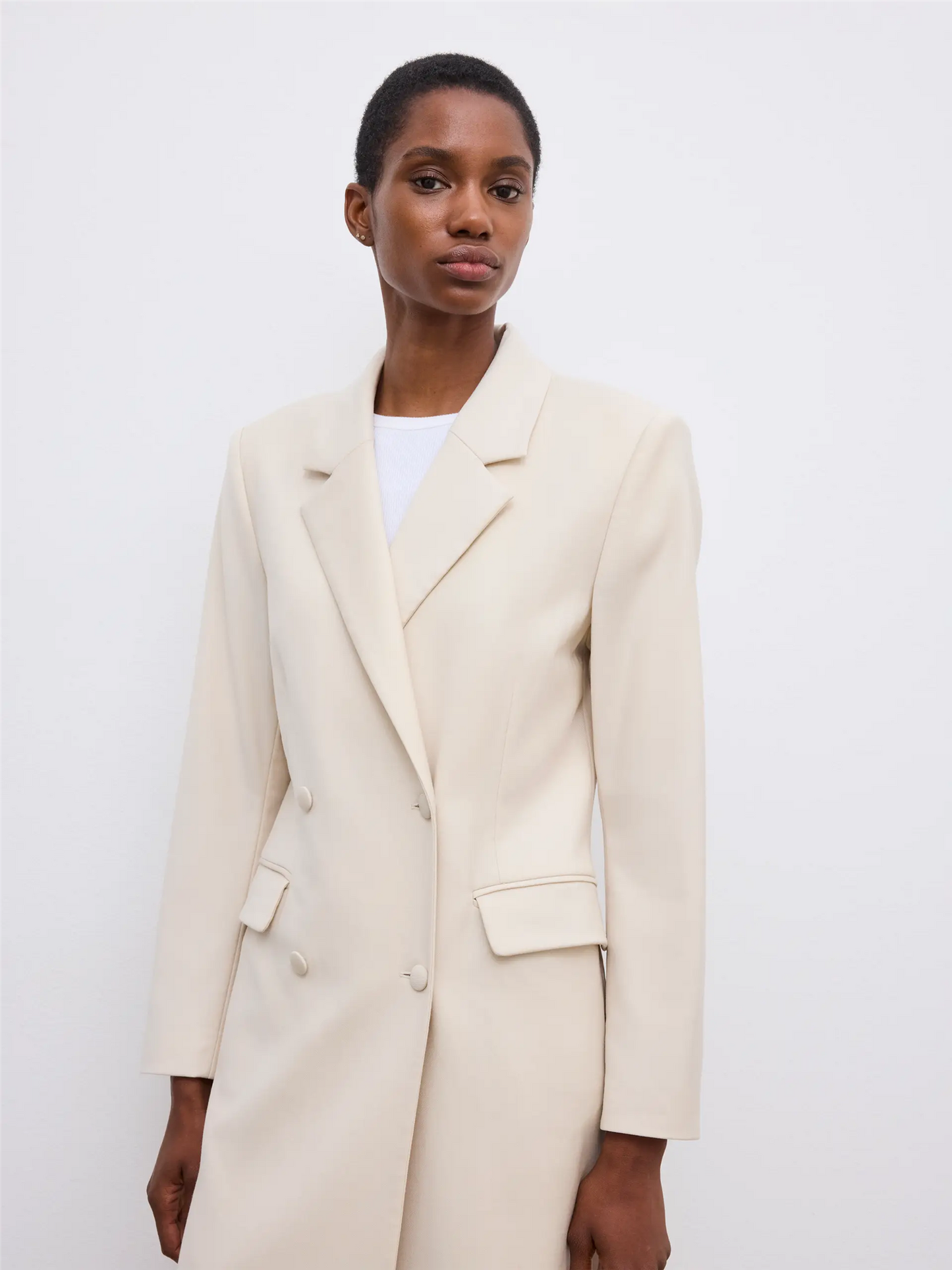 Long Tailored Blazer Sand Beige Blazere